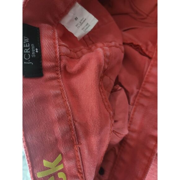 J. Crew Stretch Toothpick Jeans 25 Womens Red Mid Rise Skinny Leg Bottoms - Picture 5 of 5
